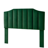 Befurtori Velvet Upholstered Queen/Full Headboard, Tufted Headboard for Queen/Full Bed, Modern Vertical Channel Design with Curved Tufted Solid Wood Befurtori