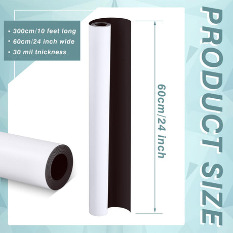 Amylove Blank White Surface Magnet Sheets Magnetic Roll Printable Flexible Magnetic Vinyl Blank Magnetic Sign Sheet Safe for Vehicles DIY Craft Projects (24 Inch X 10 Feet, 30 Mil) Amylove