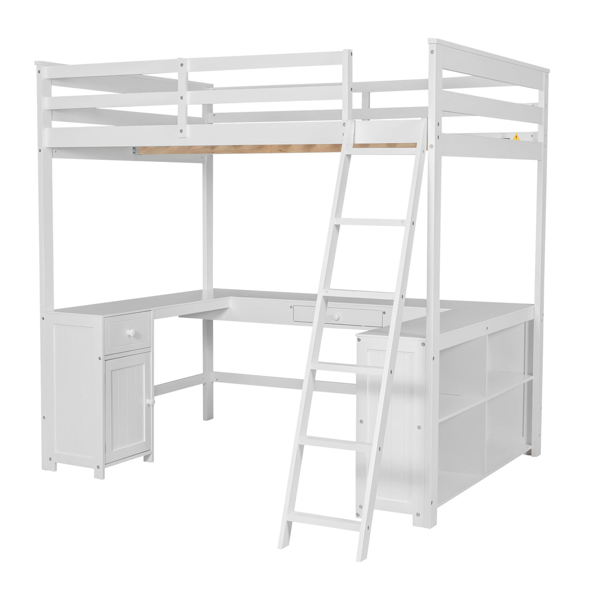Harper & Bright Designs Full Size Loft Bed with U-Shaped Desk, Wood Full Loft Bed Frame with Cabinet, Drawers and Storage Shelves, High Loft Bed Frame Full, White Harper & Bright Designs