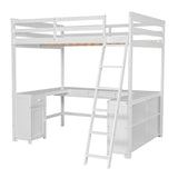 Harper & Bright Designs Full Size Loft Bed with U-Shaped Desk, Wood Full Loft Bed Frame with Cabinet, Drawers and Storage Shelves, High Loft Bed Frame Full, White Harper & Bright Designs