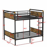 NeoTechEra Twin XL Over Twin XL Metal Bunk Bed, Convertible Bunk Bed with Ladder & Guardrails, Heavy Duty Detachable Bunk Beds for Teens, Adults, Dorm, Guest Room,Black NeoTechEra