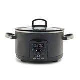 GreenPan 6-in-1 4QT Electric Ceramic Slow Cooker with Glass Lid, Multifunction Presets, Hard Anodized PFAS-Free Removeable Nonstick Crock, Dishwasher Safe, Auto Warm, Delay Timer, Stews, Reheat, Black GreenPan