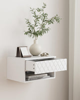 Aienvey Floating Nightstand, Small Modern Floating Nightstand with Drawer, Floating Shelves for Bedroom, Bathroom, White Diamond Aienvey