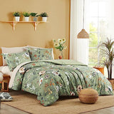 CASAAGUSTO Twin Comforter Set - 5 Pieces Green Floral Bedding Sets, Twin Bed in a Bag with Botanical Butterfly Comforter, Sheets, Pillowcases & Shams for All Seasons CASAAGUSTO