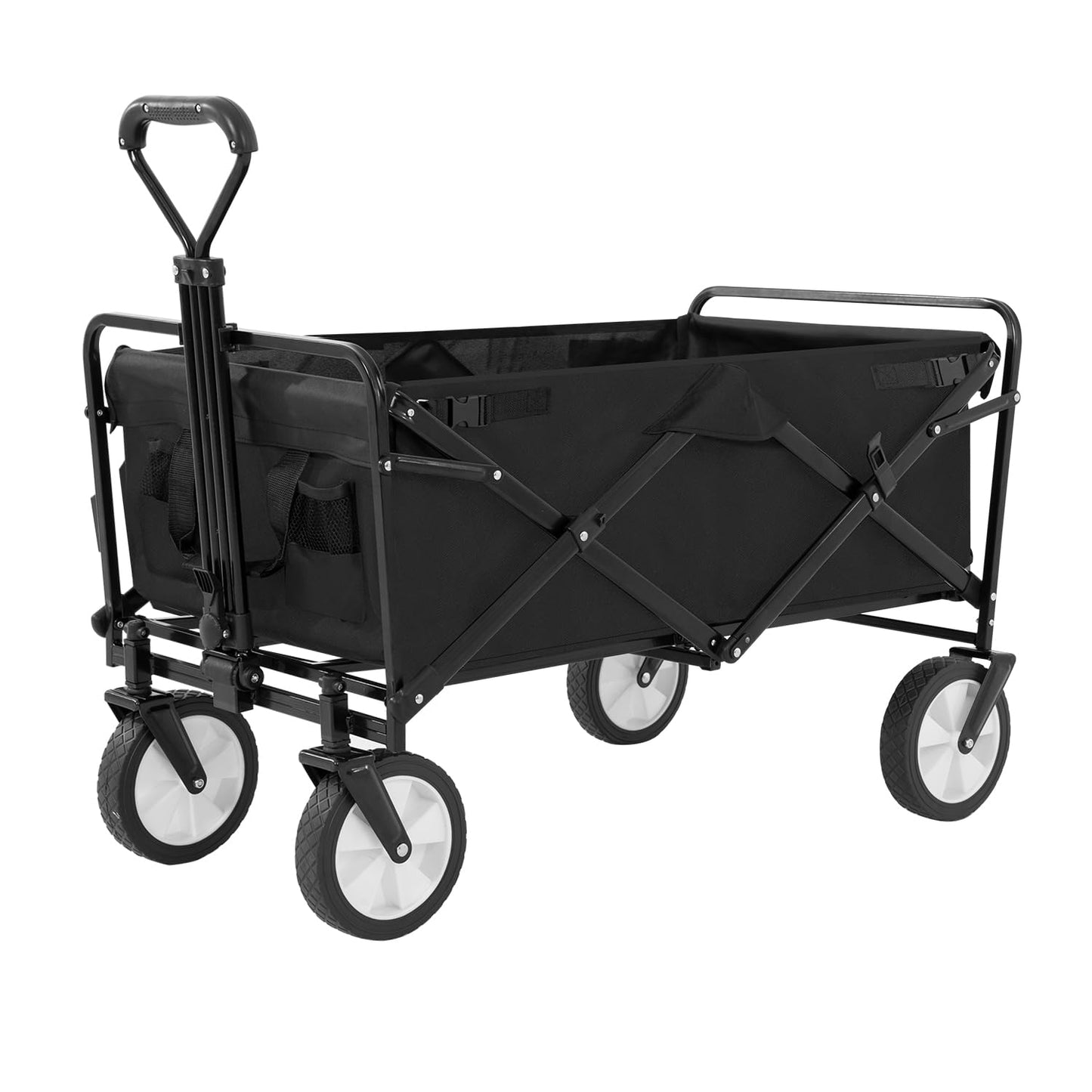 PayLessHere Collapsible Wagon Folding Foldable Garden Cart with Large Capacity, 330 LBS Capacity Portable Utility Wagon Cart Heavy Duty for Beach Camping Shopping Garden,Black - WoodArtSupply