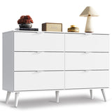 WLIVE 6 Drawer Dresser for Bedroom, 47.24'' Wide Wood Dresser, White Dresser Storage Organizer with Sturdy Metal Handle, TV Stand for 55 inch TV, Chest of Drawers for Living Room, Hallway, Closet WLIVE