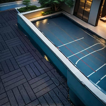 54 PCS Plastic Interlocking Deck Tiles, 12"x12" Waterproof Outdoor Flooring Easy to Install, Patio Floor Decking Tiles for Balcony, Backyard, Pool, Garden Balcony Decorations (54, Gray, 12'' x 12'')