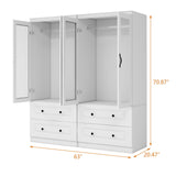 TemkTuek Modern White Armoire Wardrobe Closet with Doors, Large Capacity with 4 Drawers, Hanging Rods and Shelves for Bedroom Storage 63.0" W x 20.47" D x 70.87" H (72-27) TemkTuek