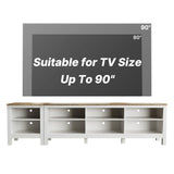 BVIUNTWO TV Stand for 85 Inch TV, White Entertainment Center for 80 inch TV Console Table with 8 Cubby Storage for Living Room Bedroom BVIUNTWO