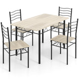 Giantex Modern 5 Piece Dining Table Set for 4 Chairs Wood Metal Kitchen Breakfast Furniture (Beech Wood) Giantex