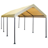 Caravan Canopy Mega Domain Carport with Waterproof Polyethylene Top, Durable Steel Frame, Compression Lock, and Easy Assembly, 10 by 20 Feet, Tan Caravan