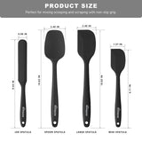 NileHome Silicone Spatula Set, Rubber Spatula High Heat-Resistant Premium BPA-Free One Piece Seamless Design Cooking Spatulas Utensils Set for Kitchen 4 pack (Black) NileHome