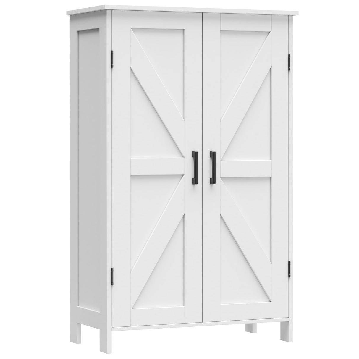 Homleke Farmhouse Bathroom Cabinet with Adjustable Shelves, Free-Standing Storage Cabinet with Barn Doors, for Kitchen, Living Room, Dining Room, Entryway, White Homleke