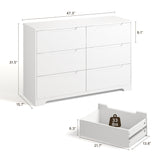 Gizoon 6 Drawer Double Dresser for Bedroom with Anti-Tip Design, Modern Wide Wooden Chest of Drawers with Cut-Out Handles, Closet Storage Organizer and TV Stand for Living Room, Hallway, Entryway Gizoon