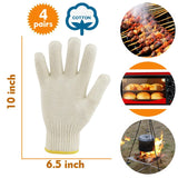 perfsign 4 Pairs Oven Gloves with Fingers,Thin and Light Heat Resistant Gloves for Cooking,Cotton Heat Resistant Gloves,Baking Gloves,Insulated BBQ Gloves for kitchen,Safety Protection Work,Housework perfsign