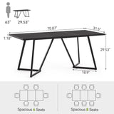 LITTLE TREE 70.86-Inch Conference Table for 8, Black Conference Room Table with Metal Base, Modern 5.9 ft Rectangular Table for Boardroom, Meeting, Conference Room LITTLE TREE