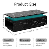 PPorfamilia LED Coffee Table with Storage, Black Coffee Table with Wireless Charging and Bluetooth Speaker, High Glossy Modern Center Table with 24-Color LED Lights for Living Room Bedroom PPorfamilia