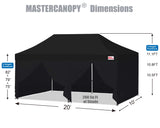 MASTERCANOPY Heavy Duty Pop-up Canopy Tent with Sidewalls (10x20,Black) MASTERCANOPY