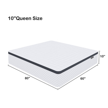 Deegari Queen Mattress,10 Inch Queen Size Mattress in a Box,Gel Memory Foam and Innerspring Hybrid Mattress with Individual Pocket Spring for Motion Isolation,Pressure Relief,Medium Firm Feel