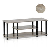 Furinno Turn-N-Tube No Tools 3D 3-Tier Entertainment TV Stand up to 50 inch TV, Round Tubes, French Oak Grey/Black Furinno