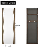 Tanmicoshomy Full Length Mirror with Stand 21x63 Inches, Wood Framed Floor Full Body Mirror for Bathroom Bedroom Living Room,Tempered Glass Shatter-Proof Mirror (21x63 Brown) Tanmicoshomy
