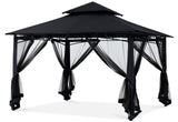MASTERCANOPY Outdoor Garden Gazebo for Patios with Stable Steel Frame and Netting Walls (10x10,Black) MASTERCANOPY