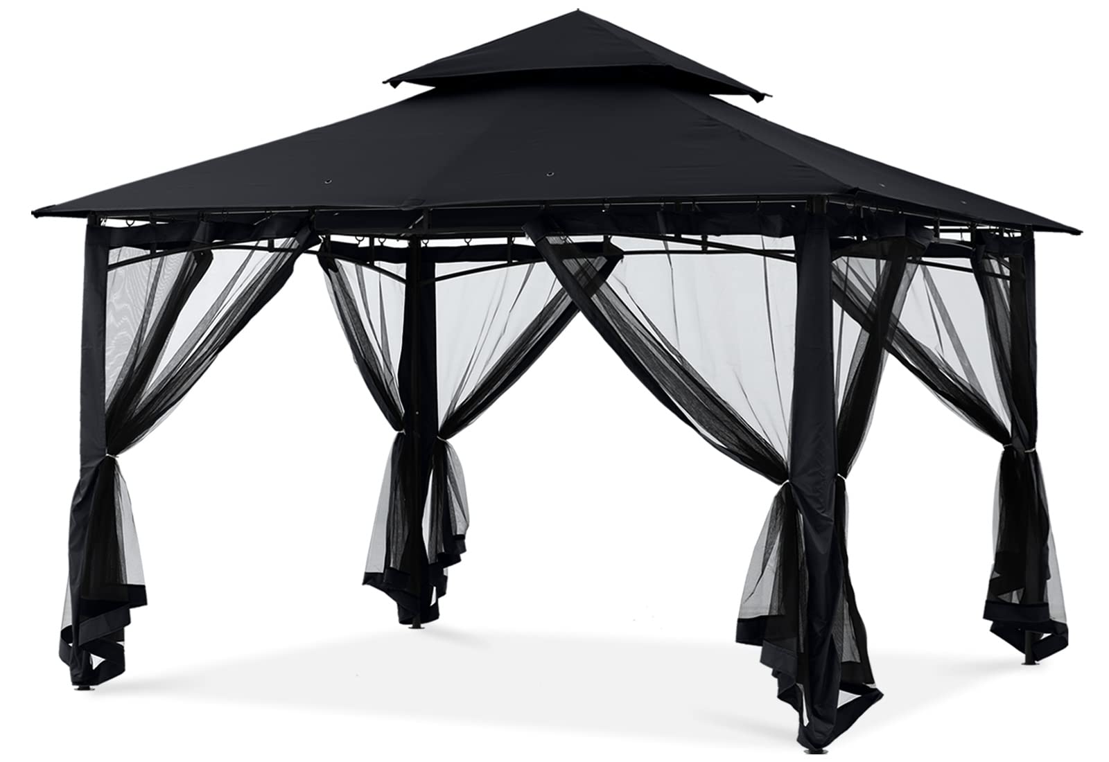 MASTERCANOPY Outdoor Garden Gazebo for Patios with Stable Steel Frame and Netting Walls (10x10,Black) - WoodArtSupply