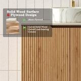 30" Bathroom Vanity with Sink, Modern Bathroom Vanities with 2 Soft-Closing Doors, Freestanding Bathroom Cabinet W/Ceramic Basin & Travertine-Pattern Sintered Stone Counter Top-Colmar, Natural Wood/R RAINLUX