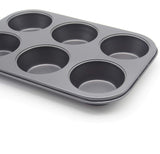 HYTK Muffin Pan 6 Cup Cupcake Baking Pan No Stick Carbon Steel Easy Clean HYTK