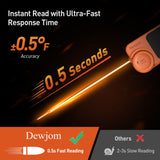 0.5 Sec Instant Read Meat Thermometer for Cooking, Ultra-Fast Digital Food Thermometer with Backlight, ±0.5°F Accuracy, IP67 Waterproof，Auto-Rotate/On/Off–Perfect for Grilling, BBQ, Smoker-Tangerine Dewjom