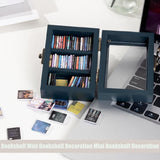 Anxiety Bookshelf Mini Bookshelfs, Anxiety Mini Bookshelf for mini books Ornament, Shake Away Your Anxiety Miniature Book Library with 60pcs Books for Book Lovers Home Room Office Decor (Blue) Rxsdeni