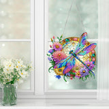 Koikify Diamond Painting Kits Hanging Pendant, Flower & Dragonfly Crystal Diamond Art Hanging Sign, Double-Sided Pattern Craft Ornament for Home Decoration and Gift Koikify