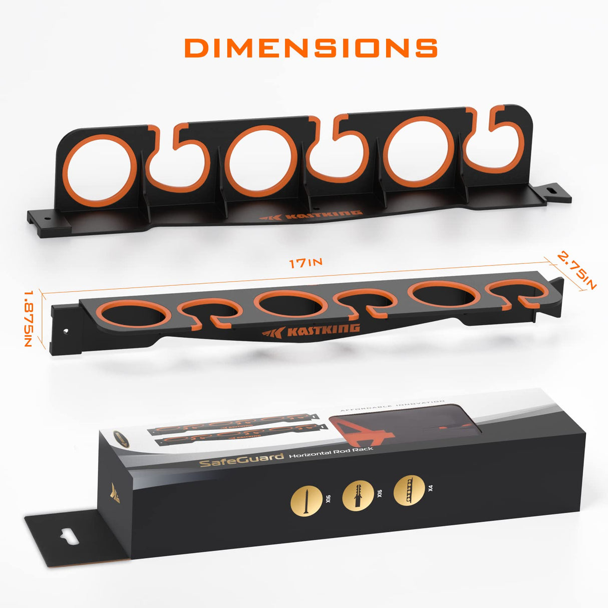 KastKing SafeGuard Fishing Rod Holder for Garage, Wall or Ceiling Mounted Fishing Rod Rack Storage Organizer, Fishing Pole Holder Holds 12 Rods or Combos in Less Than 36 Inches KastKing