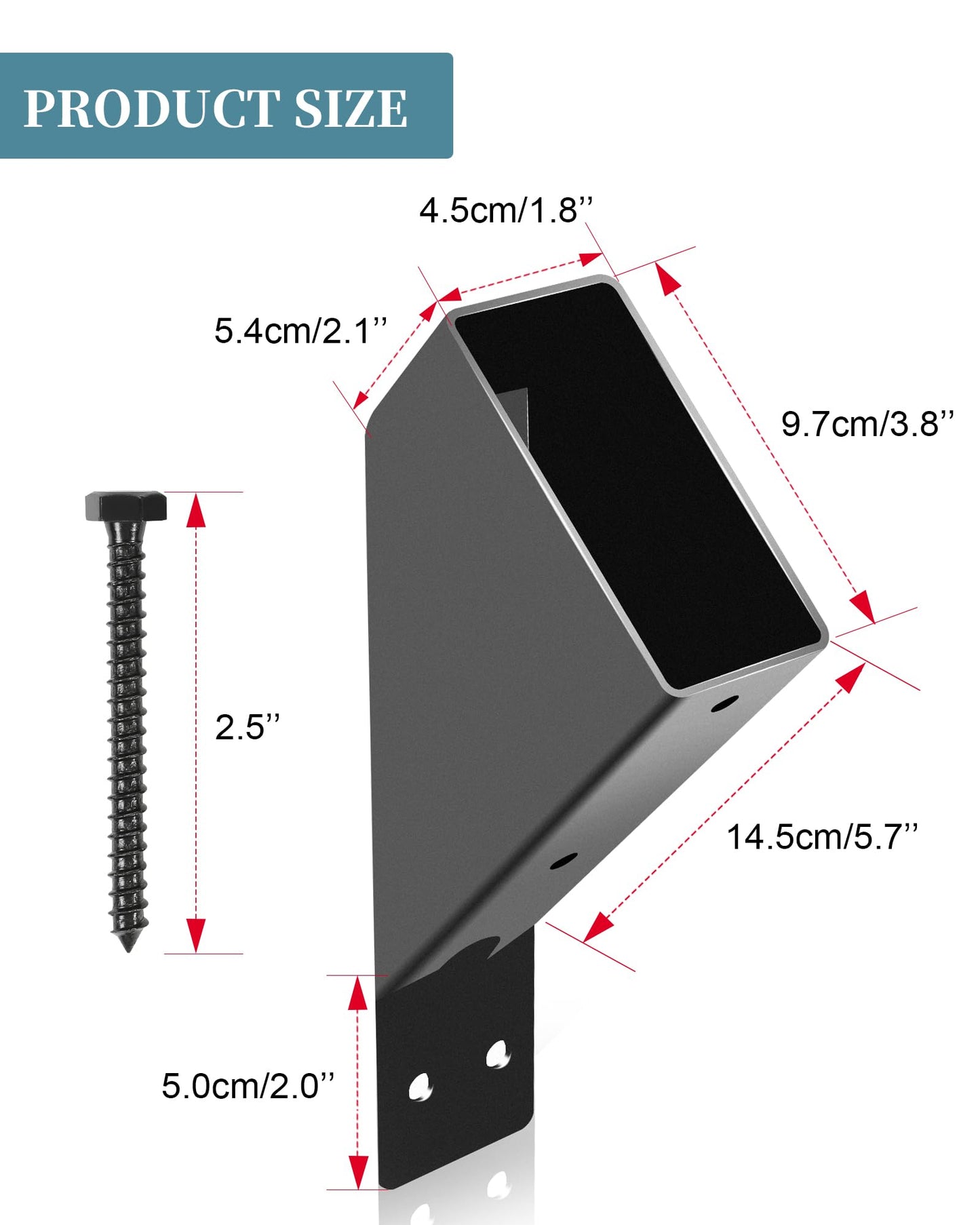 45-Degree Pergola Brace, 8 Pcs Angle Support Bracket, with Drain Holes, Fit for 2''x4'' Wood Posts, Can Be Used for Gazebos, Garages, Patios, Tree Houses, Cabins, Lawns, Yards…