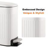 TrashAid Slim Bathroom Trash Can with Lid Soft Close, 6 Liter/1.6 Gallon Stainless Steel Small Garbage Can with Removable Inner Bucket, Step Pedal, Slim Wastebasket for Toilet, Office, Bedroom, White TrashAid