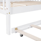 Harper & Bright Designs Full Size House Bed with Trundle, Wood Full House Bed Frame with Shelf Compartment, Full House Bed for Kids with Roof for Girls, Boys,No Box Spring Needed, White Harper & Bright Designs