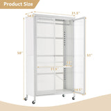 Giantex Closet Wardrobe, Portable Closet with Rollers, Mobile Metal Armoire Closet with Hanging Rod, Adjustable Shelf, Rolling Closet Storage Accent Cabinet, Armoire Clothes Organizer for Bedroom Giantex