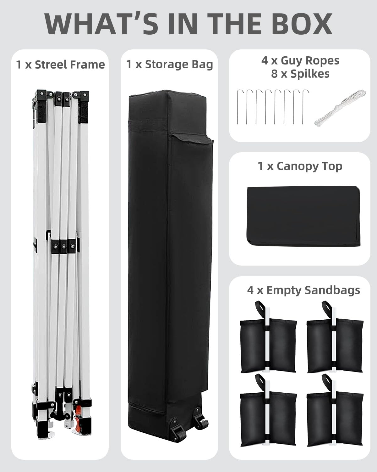 10x10 Pop Up Canopy with Humanization One Button Push Setup - Heavy Duty Outdoor Canopy Tent with Portable Roller Bag - 3 Adjustable Height, 4 Weight Bags, 8 Stakes & 4 Guy Ropes Included, Black GarveeLife