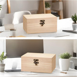 RHBLME 10 PACK Wooden Box with Hinged Lid, Unfinished Unpainted Wooden Boxes for Crafts, Large Wooden Box Unfinished Wood Box for DIY Storage Jewelry Plain Pine Box RHBLME