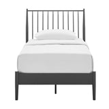 Modway Adair Twin Metal Platform Bed Frame with Spindle Headboard – Classic Modern Farmhouse Mattress Foundation with Wood Slat Support, No Box Spring Needed Modway