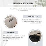 Hixkol Sleeper Sofa Bed, 3 in 1 Sofa Bed Pull Out Couch Bed with Adjustable Backrest, Modern Sofa Bed for Living Room, Convertible Sofa Bed for Bedroom. (White) Hixkol