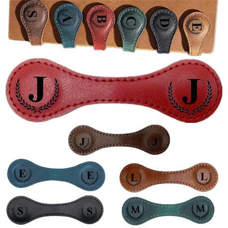 Personalized Magnetic Leather Bookmark, 26 Letters Bookmark Customized Initial Bookmarks Multi Functional Bookmark Cute Bookmark Meaningful Gift for Wonmen Teachers, Book Lovers (J, Red) BYLIDRIM