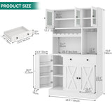 YITAHOME 71''H Kitchen Pantry Cabinet, Tall Cabinet with Drawer, Doors, Goblet Holder, Wine Rack & Power Outlet for Kitchen, Living Room (White) YITAHOME