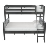 DHP Airlie Convertible Wood Bunk Bed, Stackable and Detachable Bed Frames for Kids and Teens, with Angled Ladder, High Guardrail, Wood Slats, No Boxspring Required, Twin-Over-Full, Slate Gray DHP