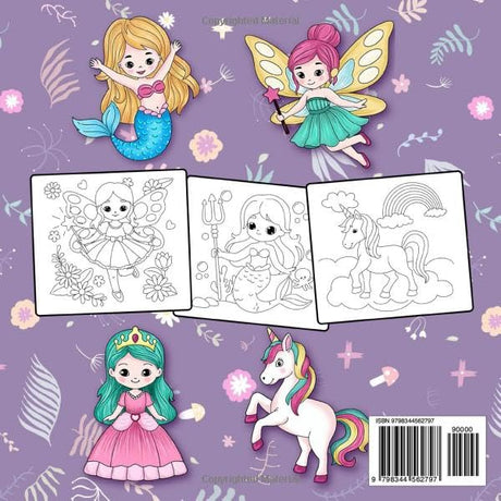Princess, Unicorn, Fairy, and Mermaid: Cute Coloring Book For Kids Ages 4-8 (Gift Idea For Kids) WoodArtSupply