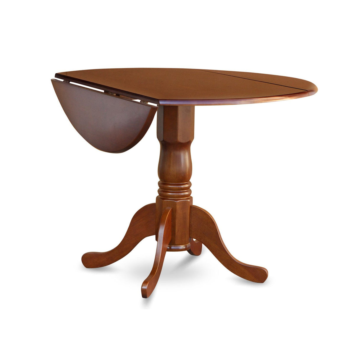 East West Furniture DLAV3-SBR-W 3 Piece Dining Table Set for Small Spaces Contains a Round Dining Room Table with Dropleaf and 2 Wood Seat Chairs, 42x42 Inch, Saddle Brown East West Furniture
