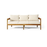 Merax 76.5" Outdoor 3 Seater Patio Sofa Acacia Wood Frame Conversation Set with Cushions Merax