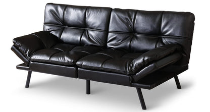 Opoiar SF-BK726 Sofabed, 71 x 33 x 31.5 inches, Black Leather