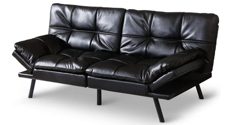 Opoiar SF-BK726 Sofabed, 71 x 33 x 31.5 inches, Black Leather Erdoru