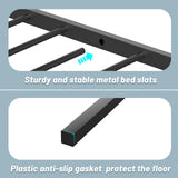 AILUNWALL Corner Bed Frame with Storage Drawers, Twin Size Metal Platform Bed Frames with LED Lights & Charging Station, Daybed with Bookcase for Living Room, Bedroom, Guest Room, Black AILUNWALL